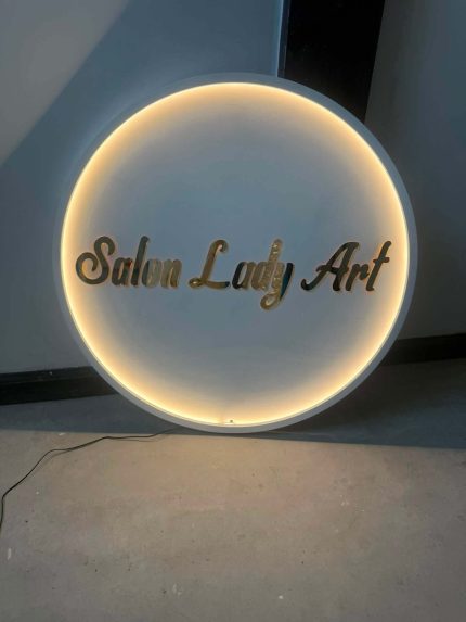 Cerc cu plexiglass transparent+plexiglass auriu+led