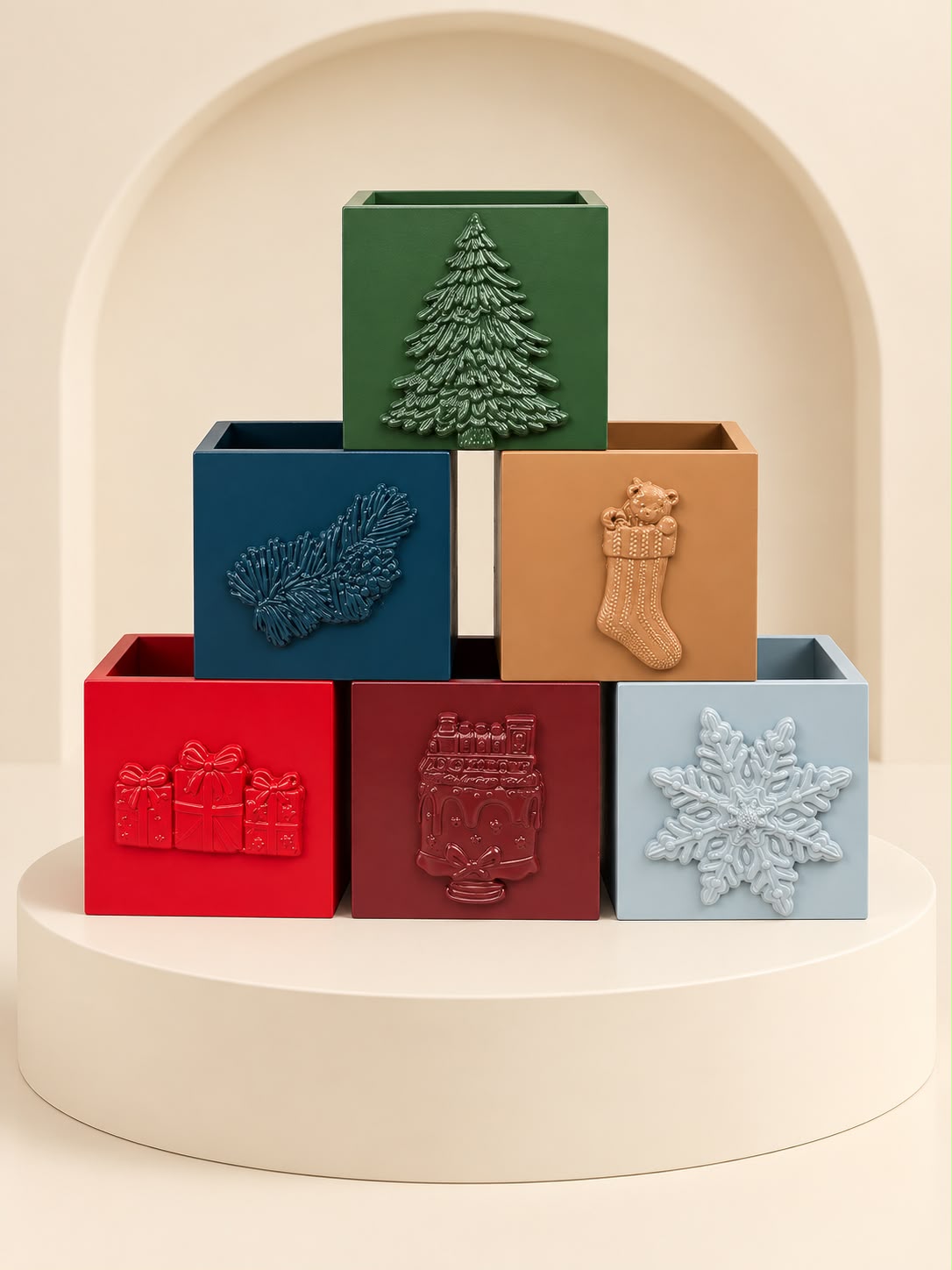Set 6 cuburi cu ornamet